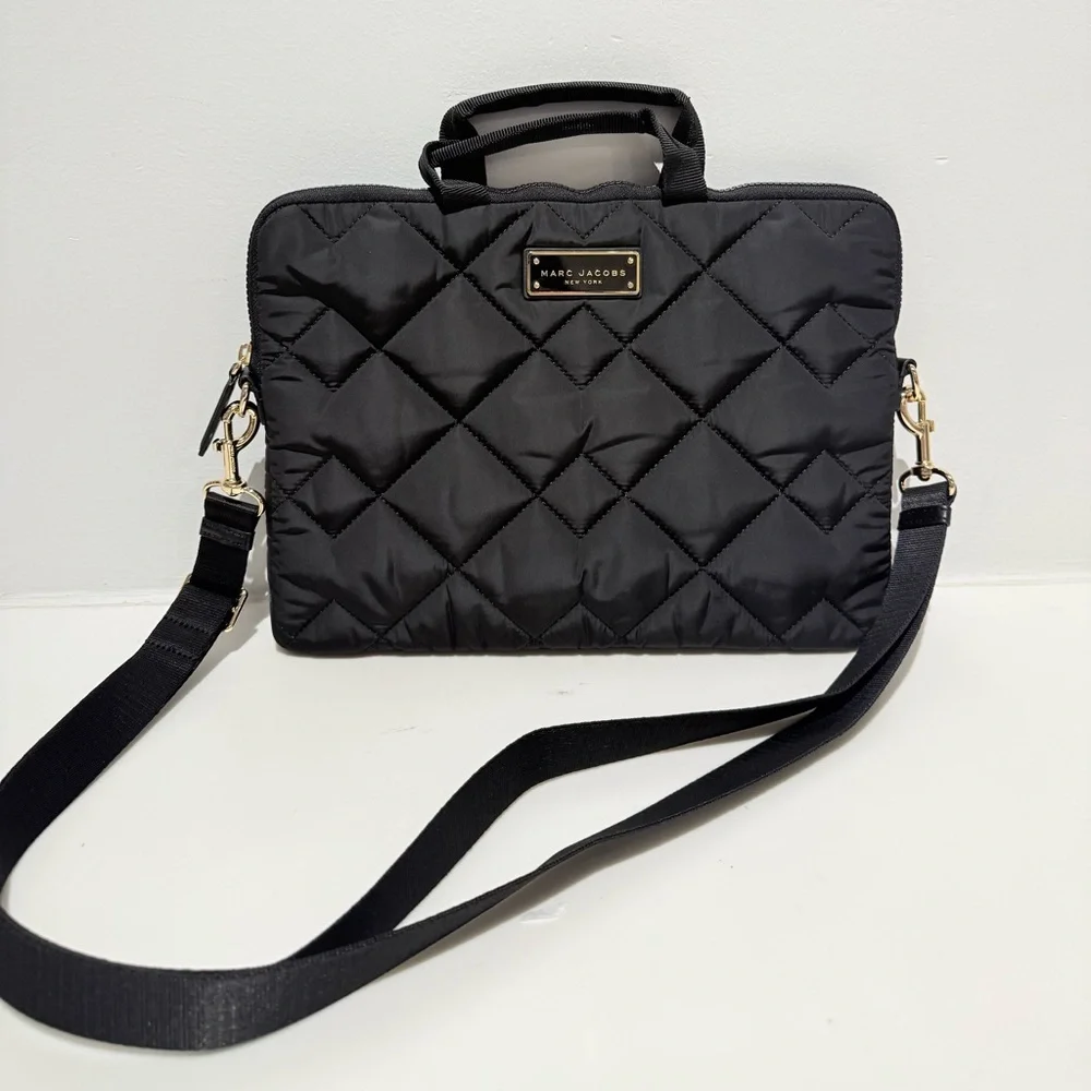 NWT Marc Jacobs quilted black laptop case crossbody